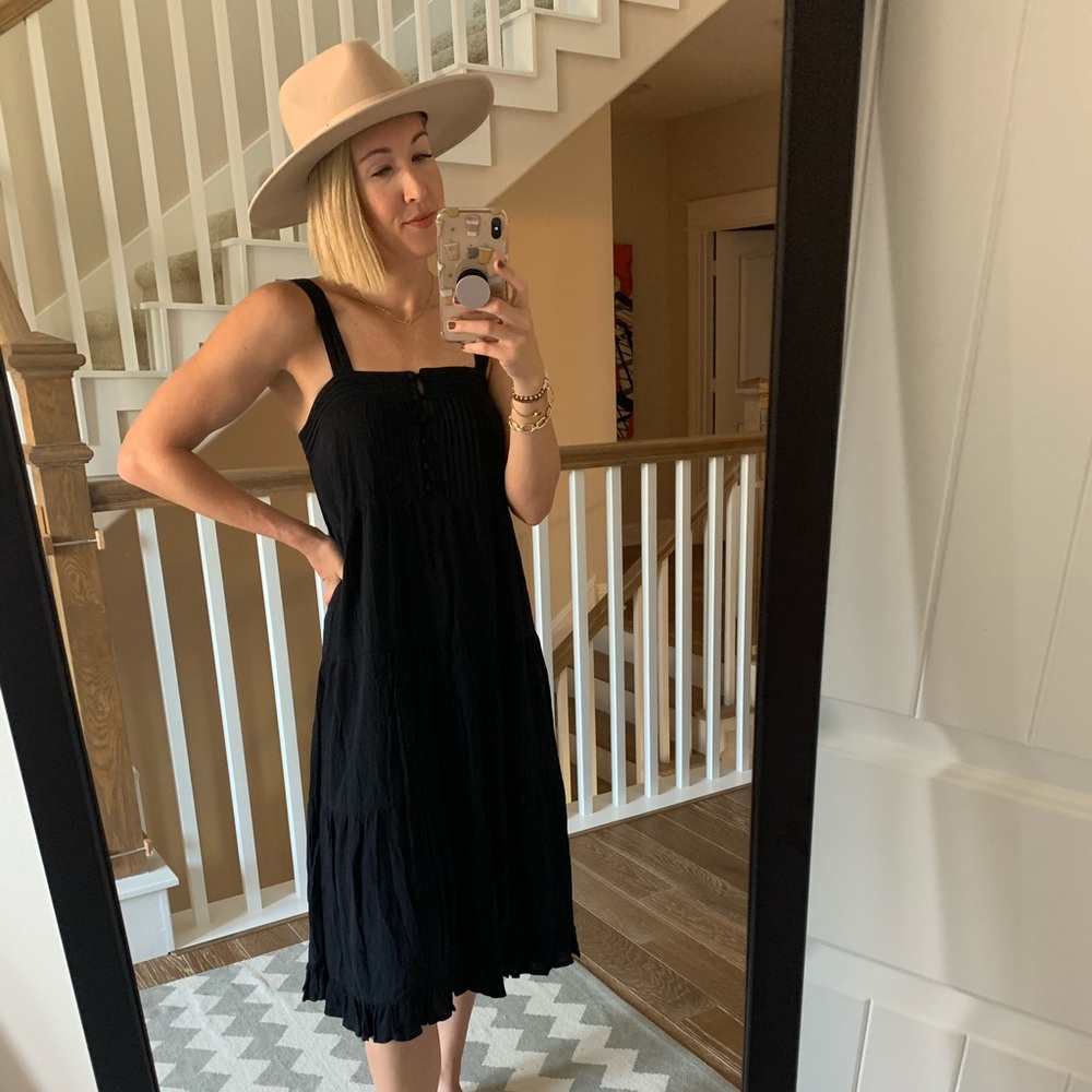Red dress black midi dress